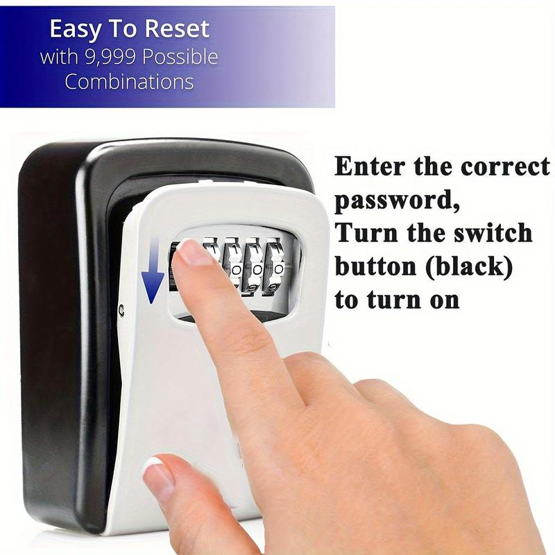 Key Lock Plastic Box, Wall Mount For Keys, 4 Digit Combination With Resettable Code With A B Switch, Indoor Outdoor Waterproof House Plastic Key, Lockbox For Spare House Keys 3