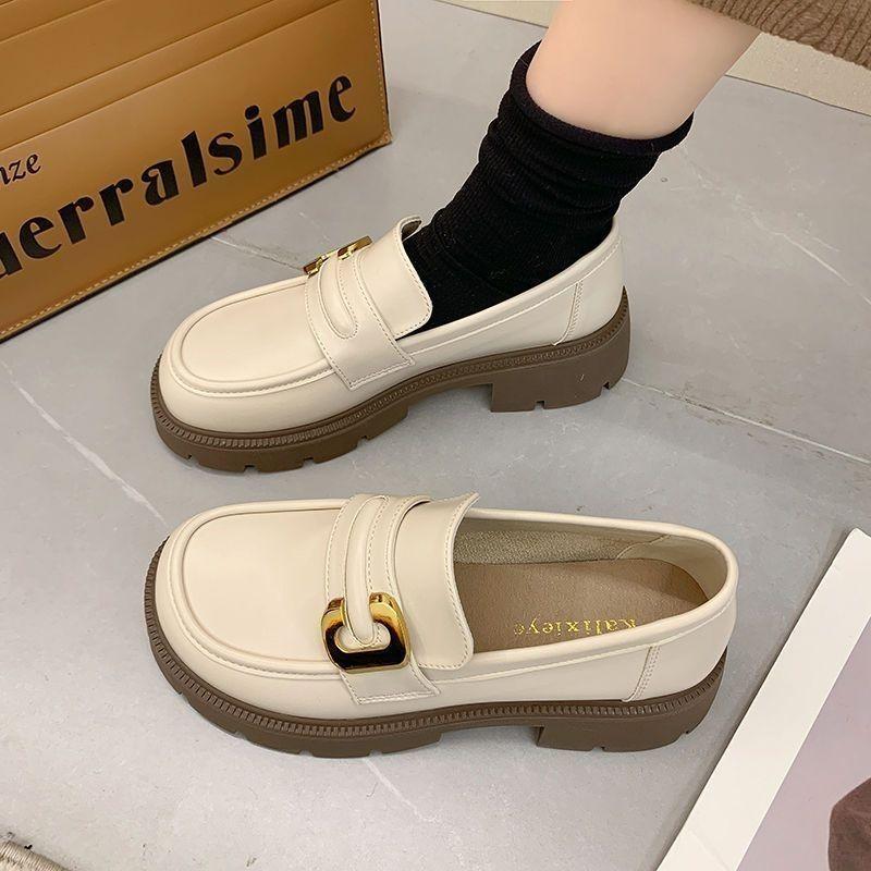 Product Introduction of Plover Authentic Leather Loafers Women's 2023 Spring and Autumn New Platform Thick Heel Pumps British Style Versatile Small Leather Shoes 4