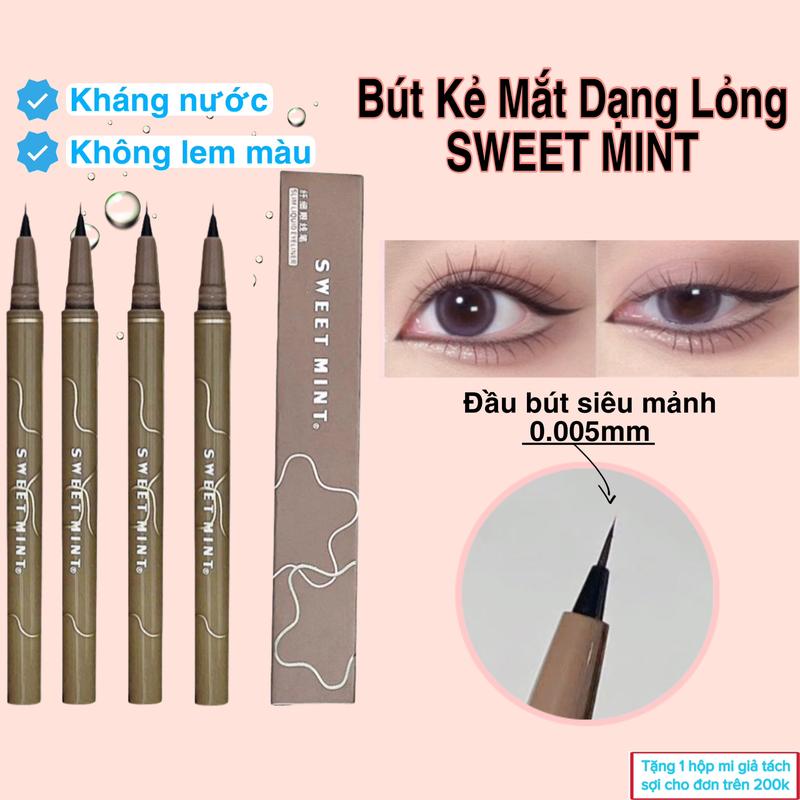  Bút kẻ mắt nước SWEET MINT nét mảnh 0.005mm bền màu kháng nước lâu trôi 