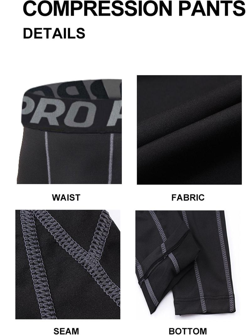 Product Introduction of Men's Letter Tape Thermal Leggings, Casual Comfy Breathable Compression Skinny Pants for Daily Wear, Men's Thermal Underwear for Spring & Fall 6