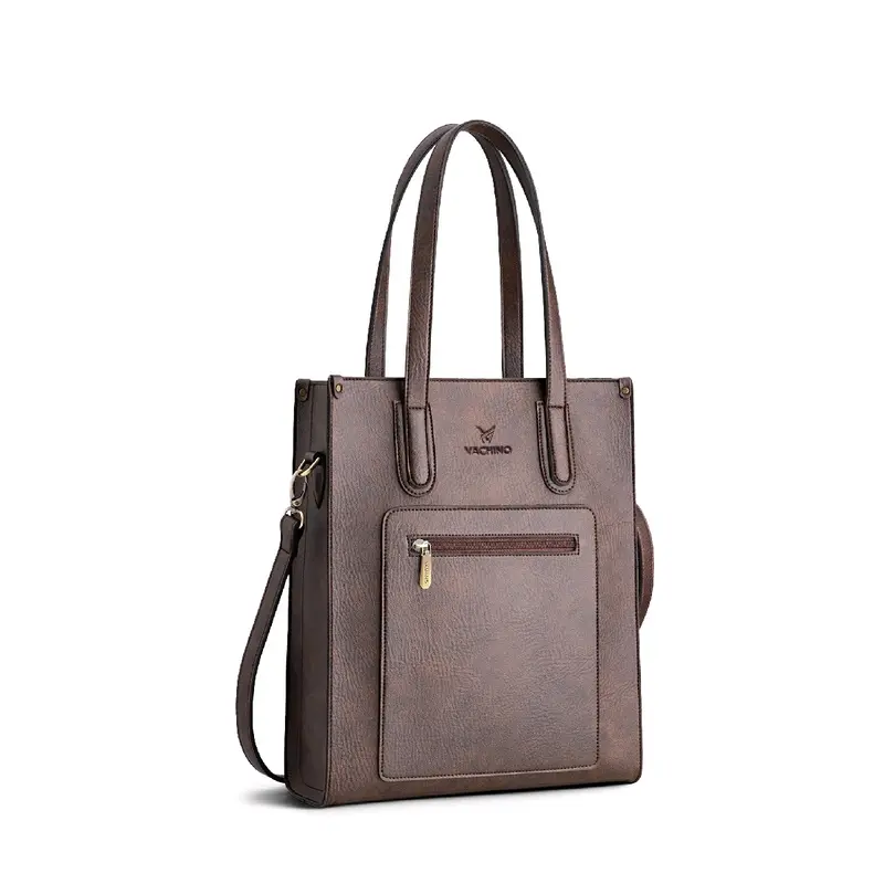 [Tặng Ví móc khóa] Túi Xách Da Nữ Công Sở VACHINO kiểu dáng dọc TX010 đựng vừa laptop, giấy A4 Bag Tote Chữ Nhật Hình Chữ Nhật 1