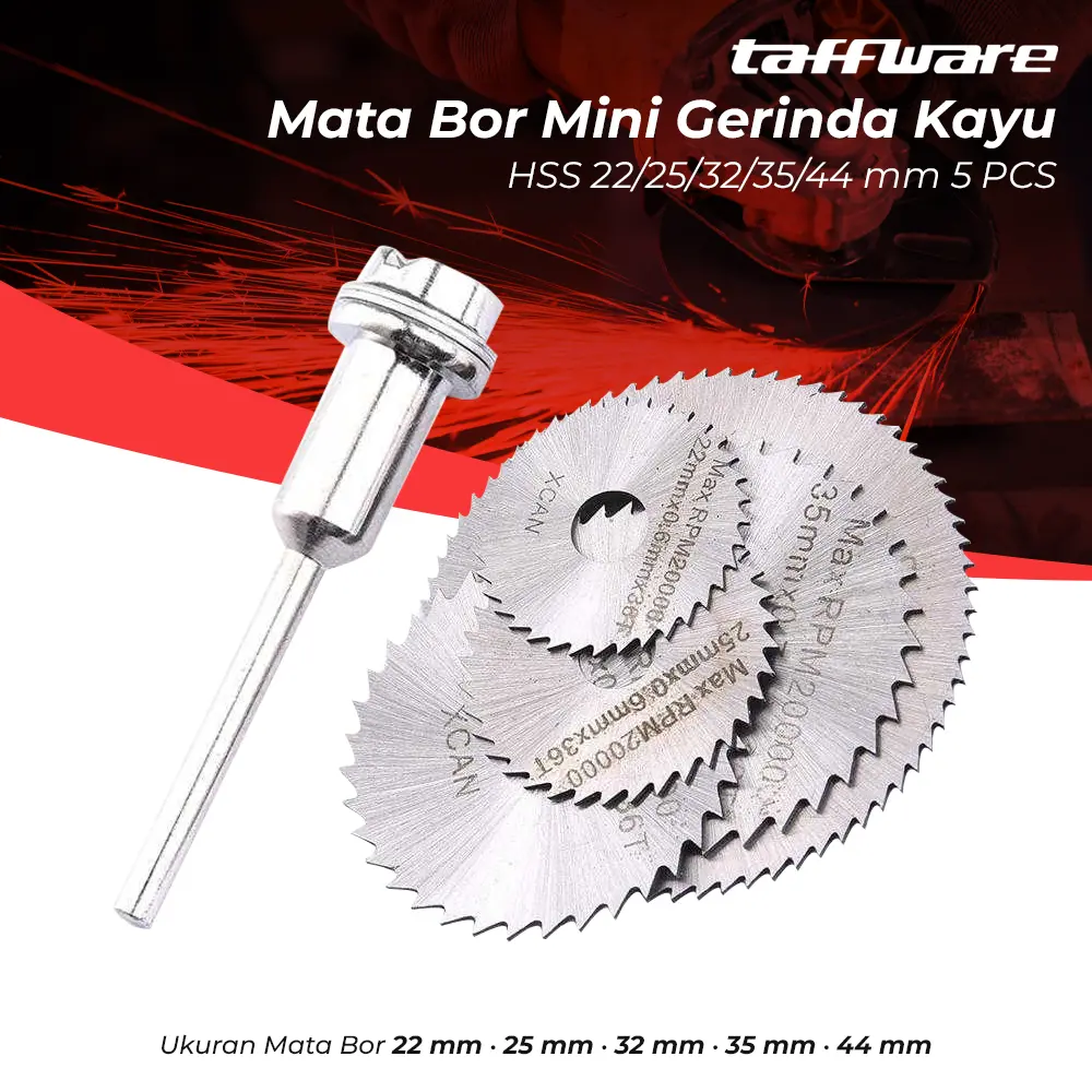 Mata Bor Mini Gerinda Kayu HSS 22/25/32/35/44 mm 5 PCS