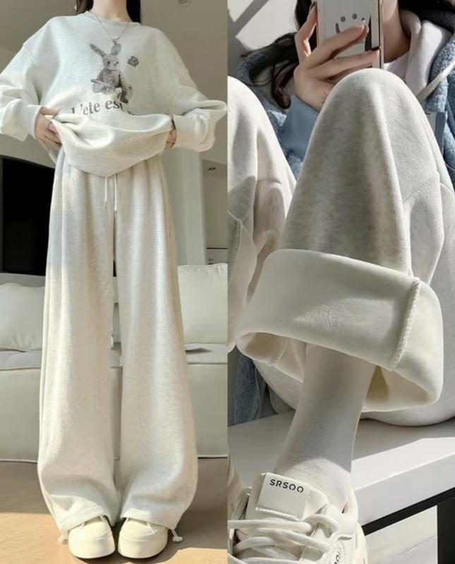 HÀNG QCC L1 Quần Nỉ Lót Lông Dày Cao Cấp Ống Rộng Cho Nữ Model 2024 - Pants Women