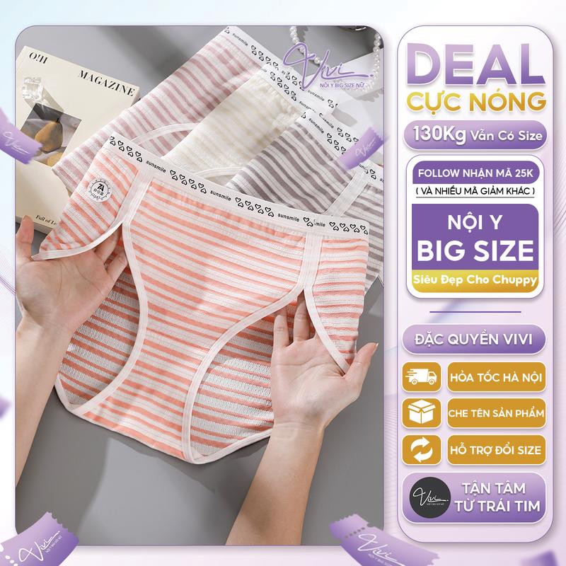  Quần lót nữ bigsize cạp trung vải cotton co dãn xẻ đùi - Nội y big size nữ - Kháng khuẩn 7A Size tới 100Kg - Mã N76 