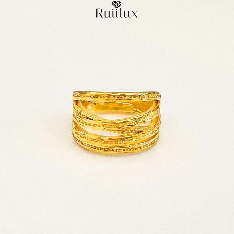 Product Introduction of Gold plated titanium ring, Nabila ring, cross circumference line design, not fade, height 2cm/1.5cm, with adjustable size 6
