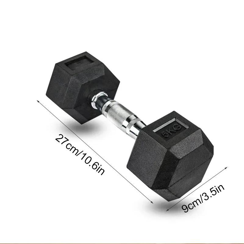 Rubber Coated Hexagonal Dumbells, 1 Pair Home Arm Muscle Fitness Equipment, Solid Cast Iron Dumbbells for Home Gym Workout 1