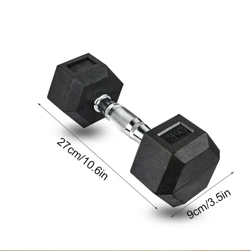 Rubber Coated Hexagonal Dumbells, 1 Pair Home Arm Muscle Fitness Equipment, Solid Cast Iron Dumbbells for Home Gym Workout 1