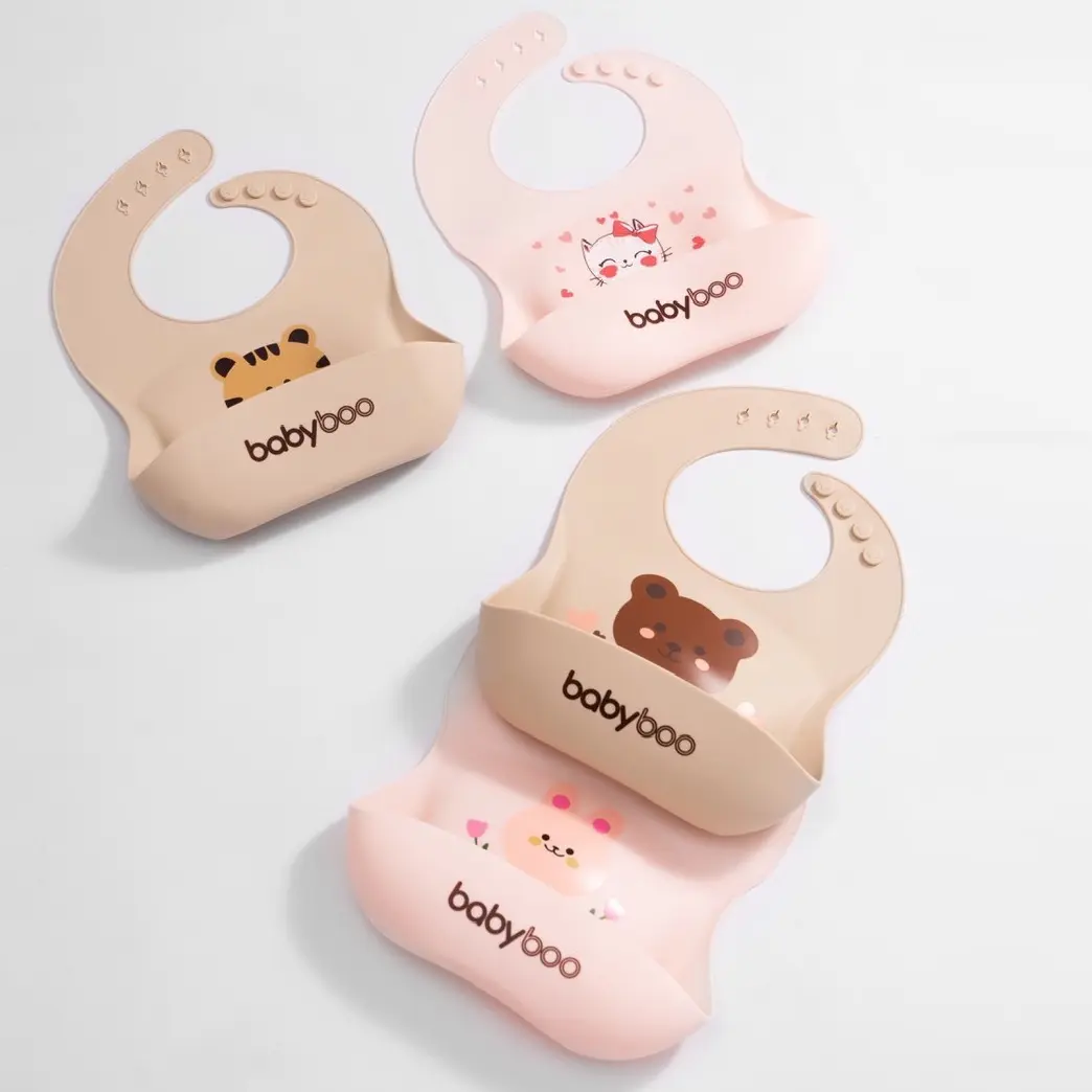Yếm ăn dặm cho bé babyboo chất liệu silicon dày dặn không gây mùi bo viền