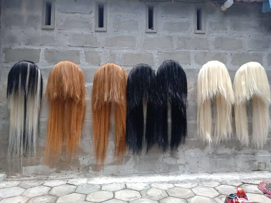 rambut barong bahan rambut sintetis Putih Elegan