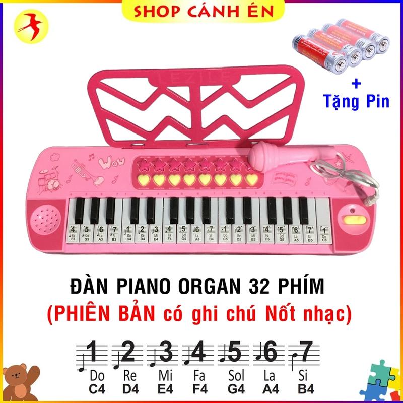 Đàn Piano Đồ Chơi Cho Bé Có Dán Số Ghi Chú Nốt Nhạc - Organ Điện Tử Trẻ Em Mini 32 Phím Toys