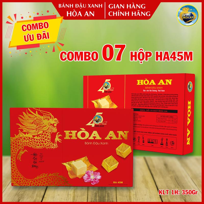 Combo 07 Hộp Bánh Đậu Xanh Hòa An Hộp HA45M KLT 350gr Date mới + chính hãng