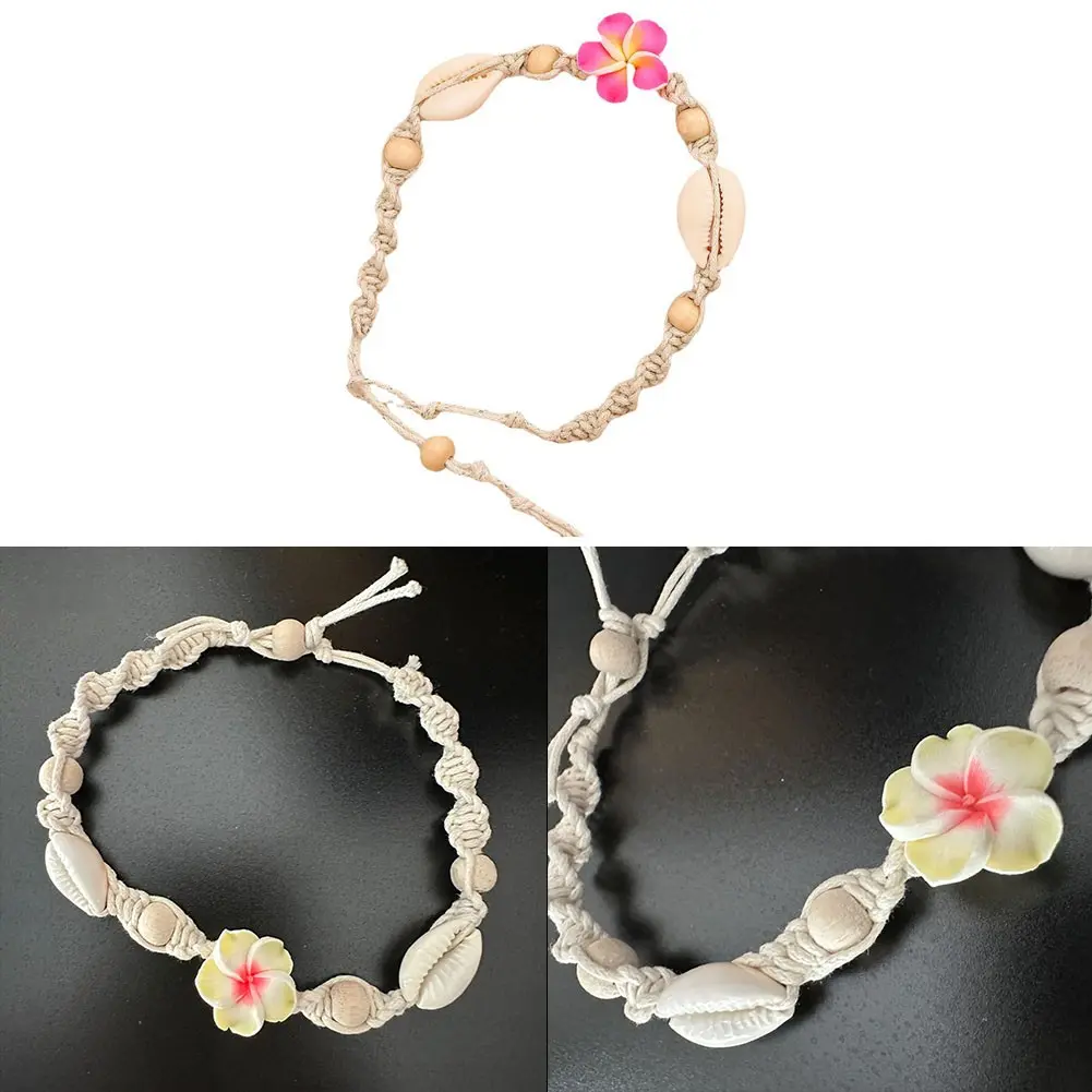 Lắc Chân Phong Cách Bohemian, Thiết Kế Vỏ Sò Dệt Tay, Dây Bện Hoa, Trang Sức