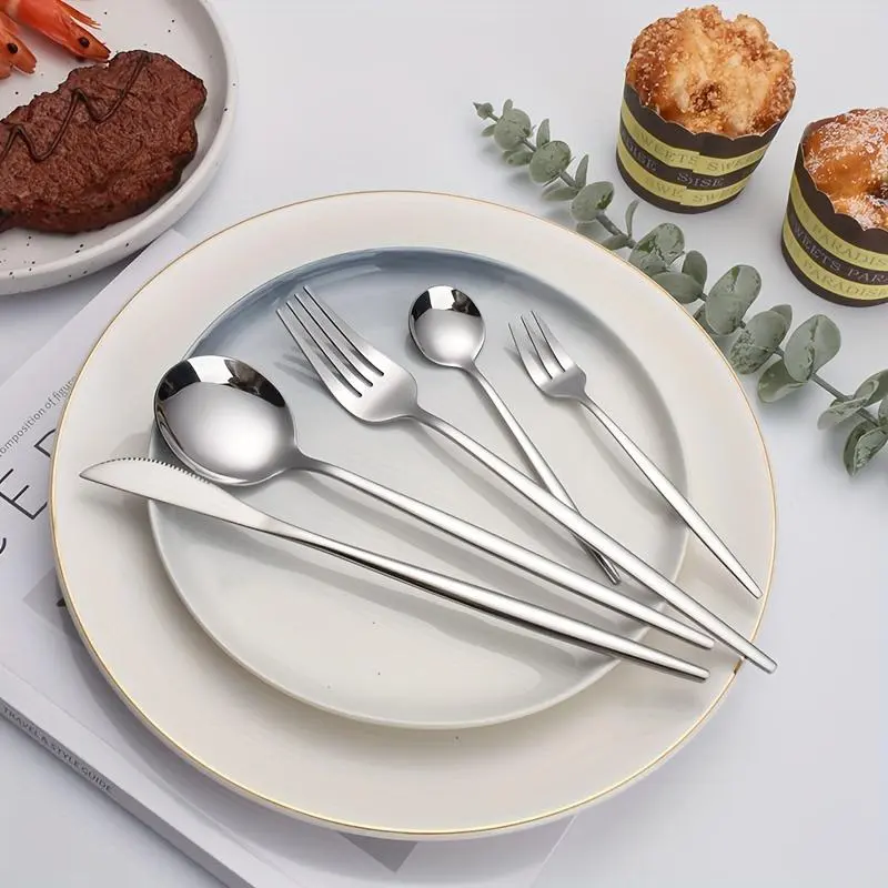 Stainless Steel Cutlery Utensils Set, 60pcs/set Including Knives, Forks & Spoons, Mirror Polished Flatware Set for Parties, Banquets & Restaurants, Kitchen Dinnerware 3