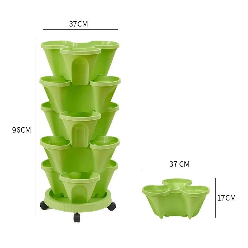 Product Introduction of Three-Petal Pot Decoration 1PC Plastic Stackable Vertical Flower Plant Pot Strawberry Seedling Holder Vegetable Planters Garden 6