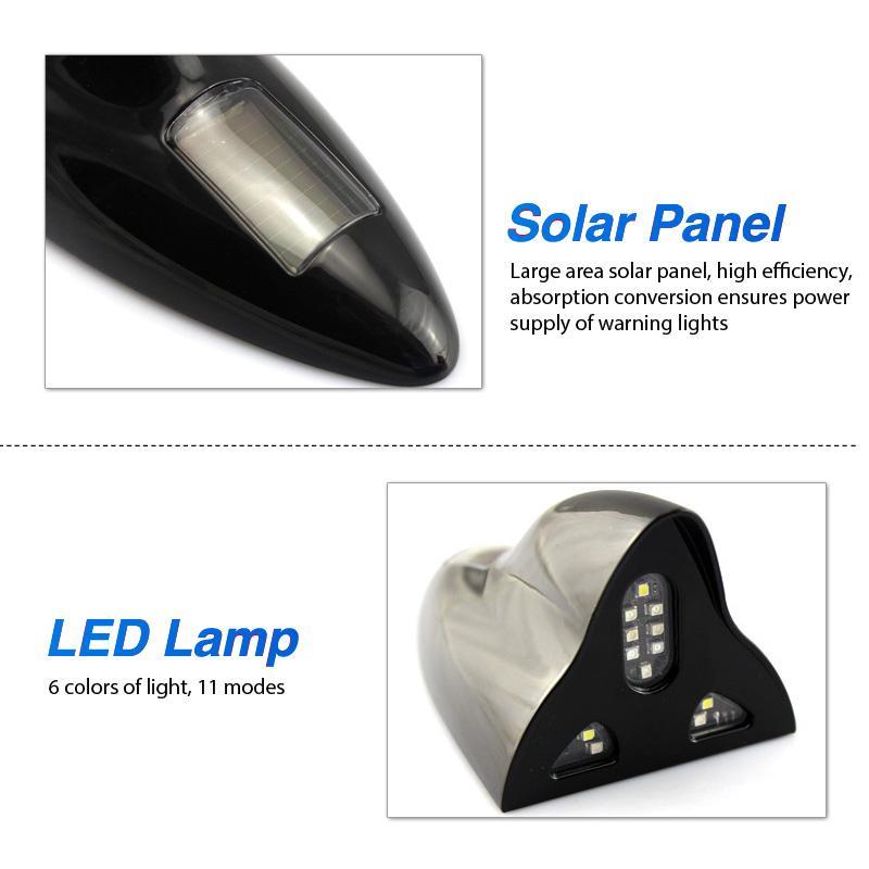 Product Introduction of 1PC Universal Car Shark Fin Antenna Solar Power Warning Flashing Lamp Antenna Aerial FM/AM Decoration Light Accessories Automotive 30