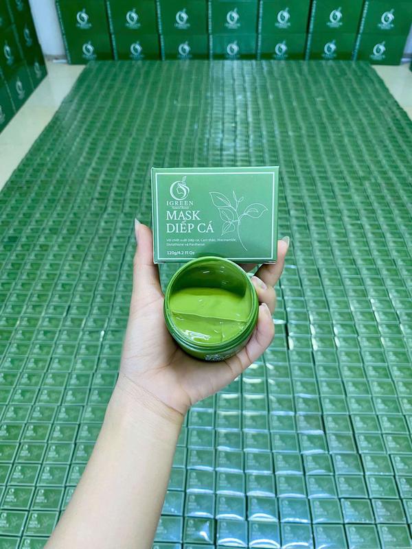 MASK DIẾP CÁ IGREEN DÀNH CHO DA DẦU MỤN 120GR - CHIẾT XUẤT TỪ DIẾP CÁ, CAM THẢO, CÚC LA MÃ, LỰU ĐỎ, KHỔ QUA - TẶNG KHĂN LAU MẶT, BÔNG NỞ MẶT BỌT BIỂN, CỌ QUÉT, COSMETICS, SKINCARE, Dưỡng ẩm da, meoskincare9x mặt  nạ giảm thâm mặt  nạ 2