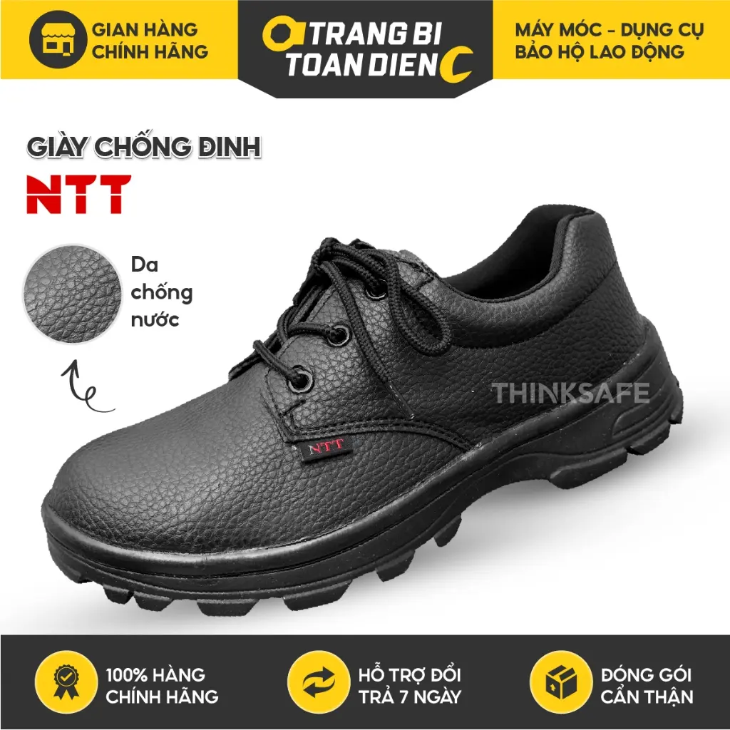 Giày bảo hộ lao động nam NTT chống nước, chống đinh va đập trơn trượt, Giày đi làm công trình, giày lao động
