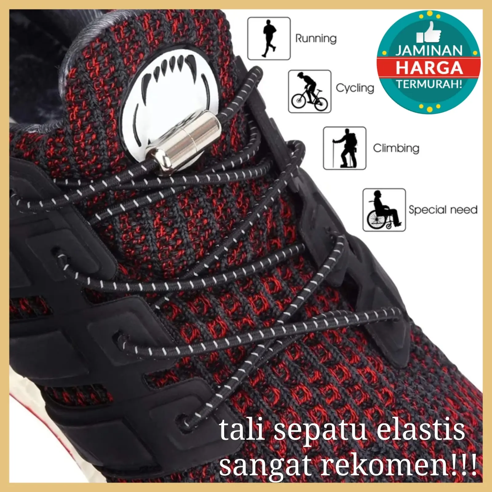 TALI SEPATU KEKINIAN TANPA IKAT TALI SEPATU BULAT UNTUK PRIA DAN WANITA SHOE LACES Shoes Hitam