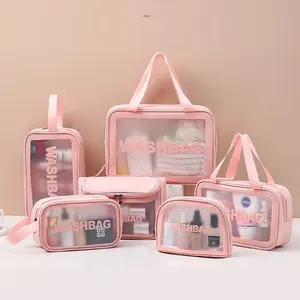 BISA COD T5246 Tas Kosmetik Transparan Plastik / Tas Kosmetik Bening / Tas Penyimpanan Kosmetik Kulit Wanita