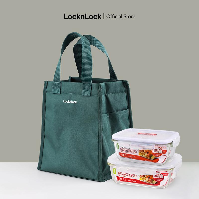 Bộ túi 2 hộp cơm thủy tinh LocknLock kèm túi (2 kích thước) LLG429DS2/ LLG428S2 - Bao gồm 2 hộp & 1 túi cách nhiệt canvas