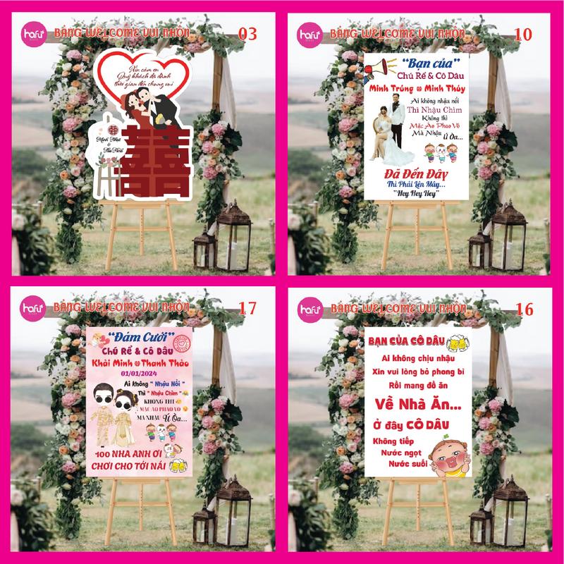 BẢNG CHỮ NHẬT WELCOME VUI NHỘN ĐÁM CƯỚI - ĐÁM HỎI - SINH NHẬT DÀY 5mm HAFU HOUSE [01-17]