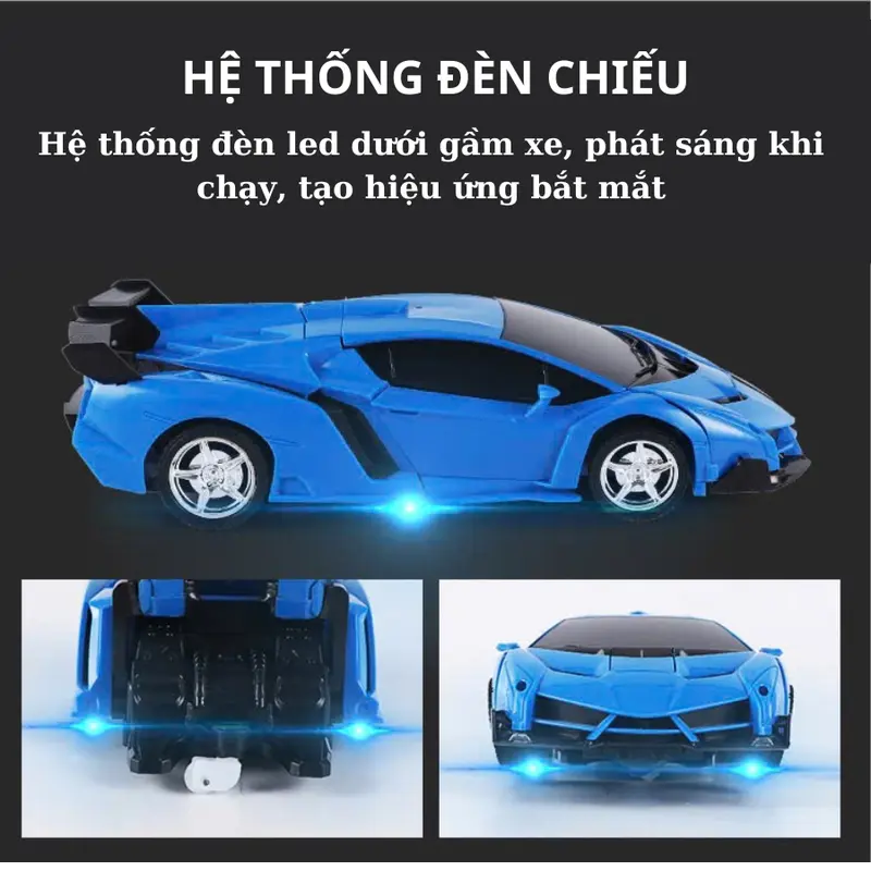 Ô tô điều khiển từ xa- Siêu xe biến hình 2in1 robot biến  hình kèm sạc điện phù hợp cho các bé từ 2 tuổi 2