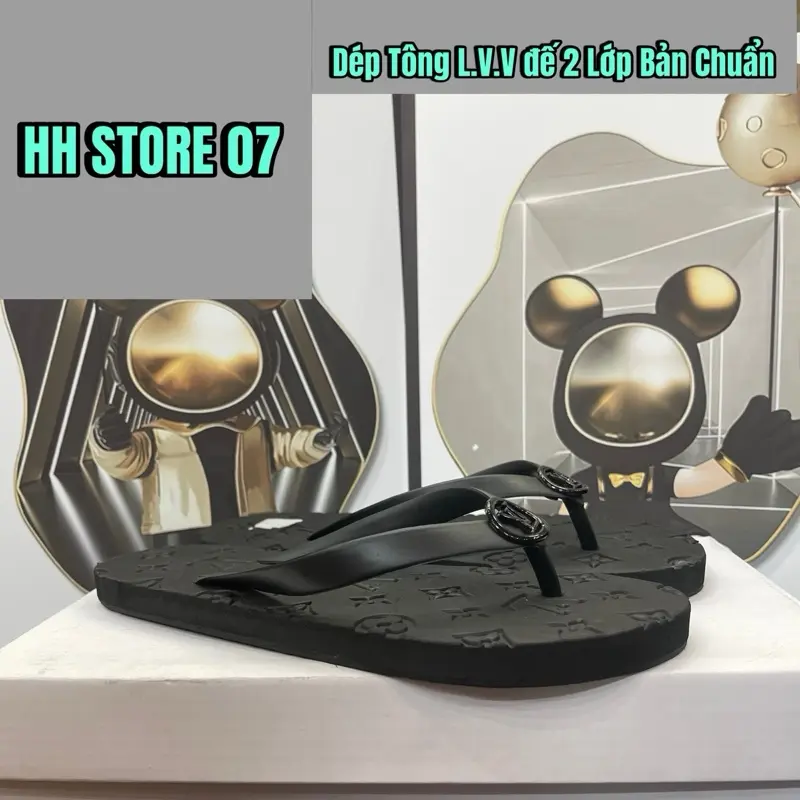 TÔNG L.V.V quai cao su logo hợp kim chống rỉ đế cao su 2 lớp chống trơn trượt