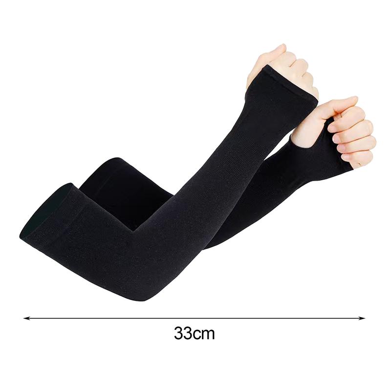 2 Pairs UV Protection Arm Sleeves Solid Color High Elastic Super Soft Breathable Sweat-absorbent Quick-drying Outdoor Sports Arm Sleeves 5