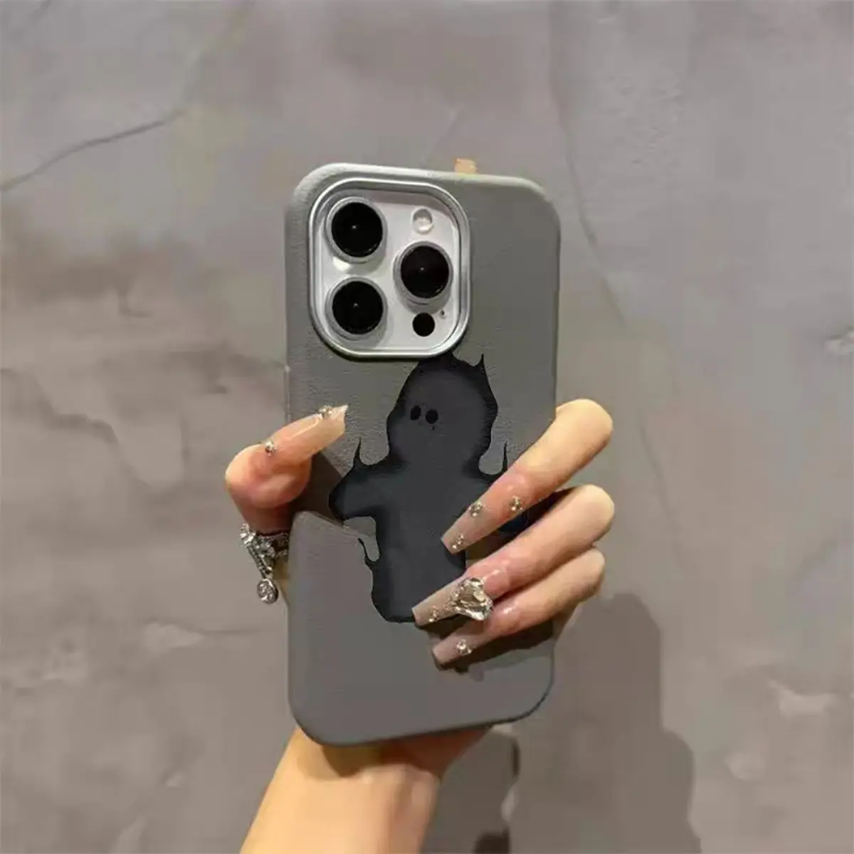 yukiijess Case For Lychee Soft iPhone 15 Pro Max 15 14 Plus 11 12 13 iPhoneXr Xs Max XS 11Pro 11Pro Max 6 6s Plus 7 Plus 8 SE 2020 7P 8P Casing Ponsel Manusia Api Hitam