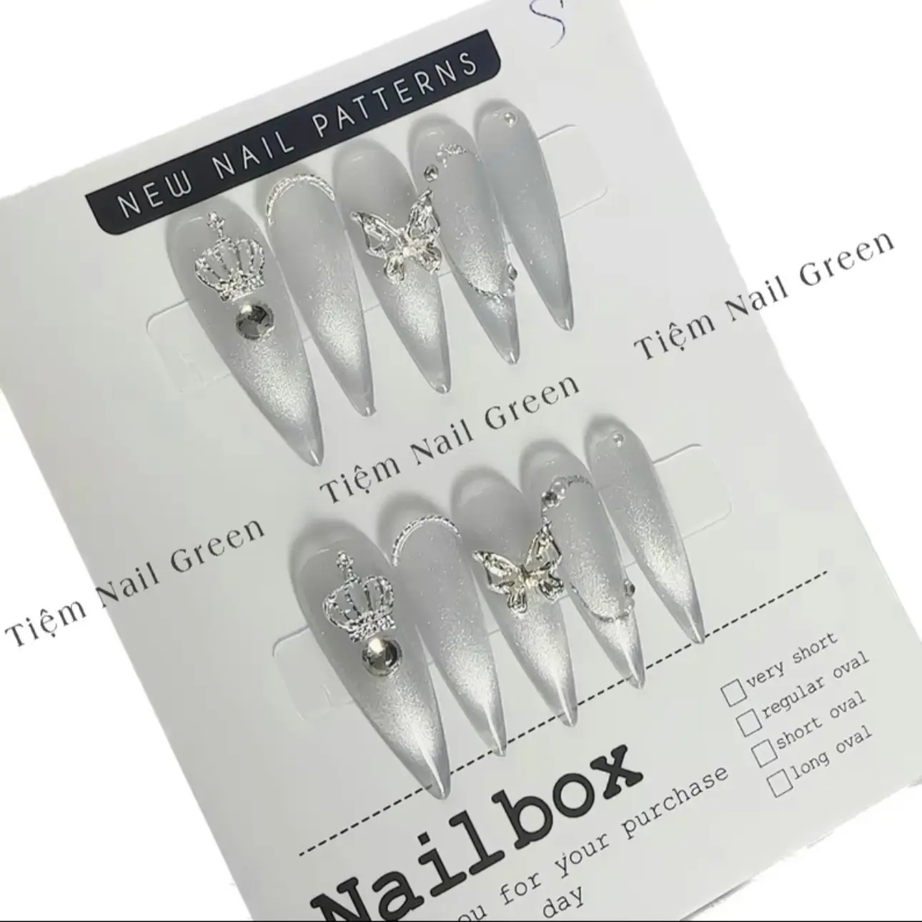 Nail box đính đá hàng thủ công tặng kèm keo và dũa móng siêu đẹp