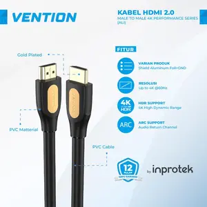 Ariyanto5 Vention Kabel HDMI 2.0 Male to Male 4K for PC LCD Projector - ALI, 3 Meter