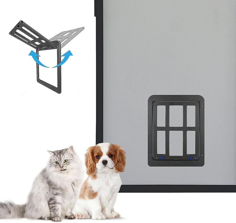 TikTok Shop Pet Cat Door for Screen Door Cat Door for Window Screen Small Doggy door for Sliding Patio Door Small Dog Screen Door Magnetic Swing Flap Lockable Black