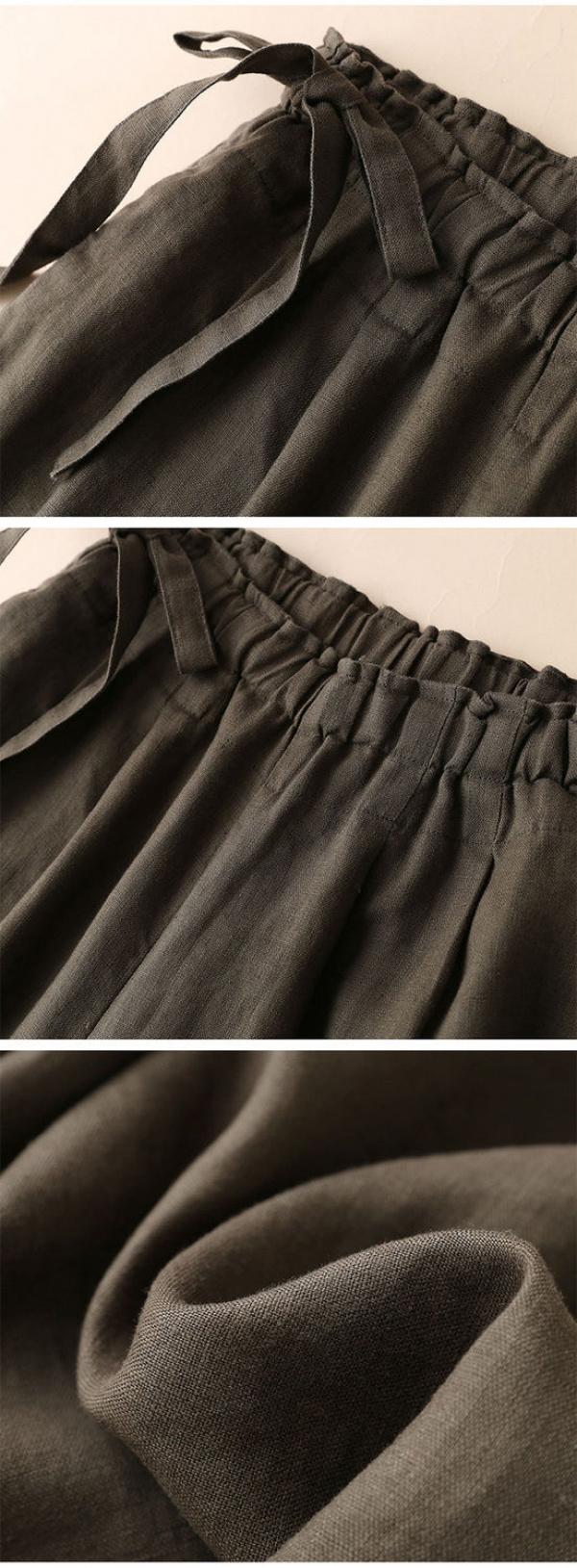 Product Introduction of Cotton and linen wide-leg 9/10 Pants with a loose fit for women, High-waisted, Thin and Straight-leg Casual pants, Available in multiple Colors Womenswear Bottom Lingerie Comfort Trouser Basic Minimalist 18