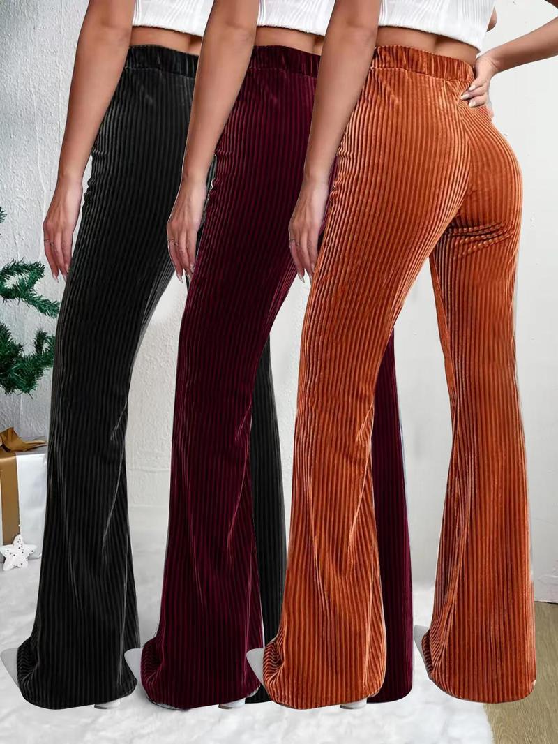 Product Introduction of Women's Solid High Waist Flare Leg Pants, Casual Comfy Bell Bottom Trousers for Daily Wear, Ladies Bottoms for All Seasons 9