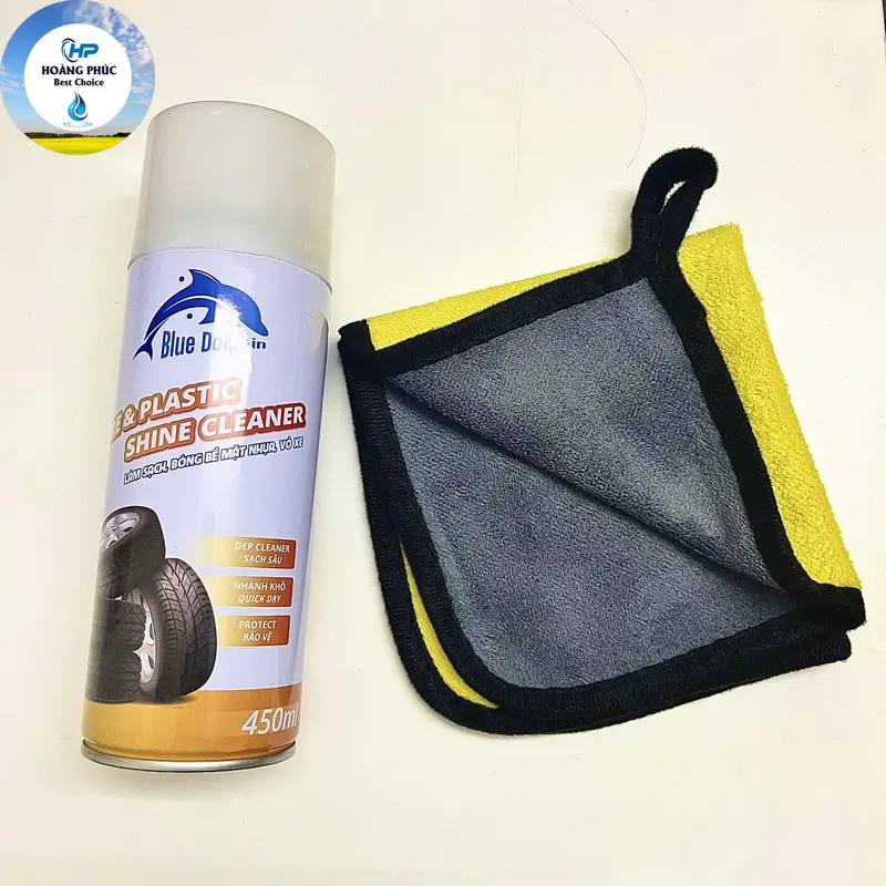 [Mẫu Mới] Chai Xịt Phục Hồi Nhựa Nhám Và Làm Bóng Lốp Xe BZ TIRE SHINE Blue Dolphin 450ml 1