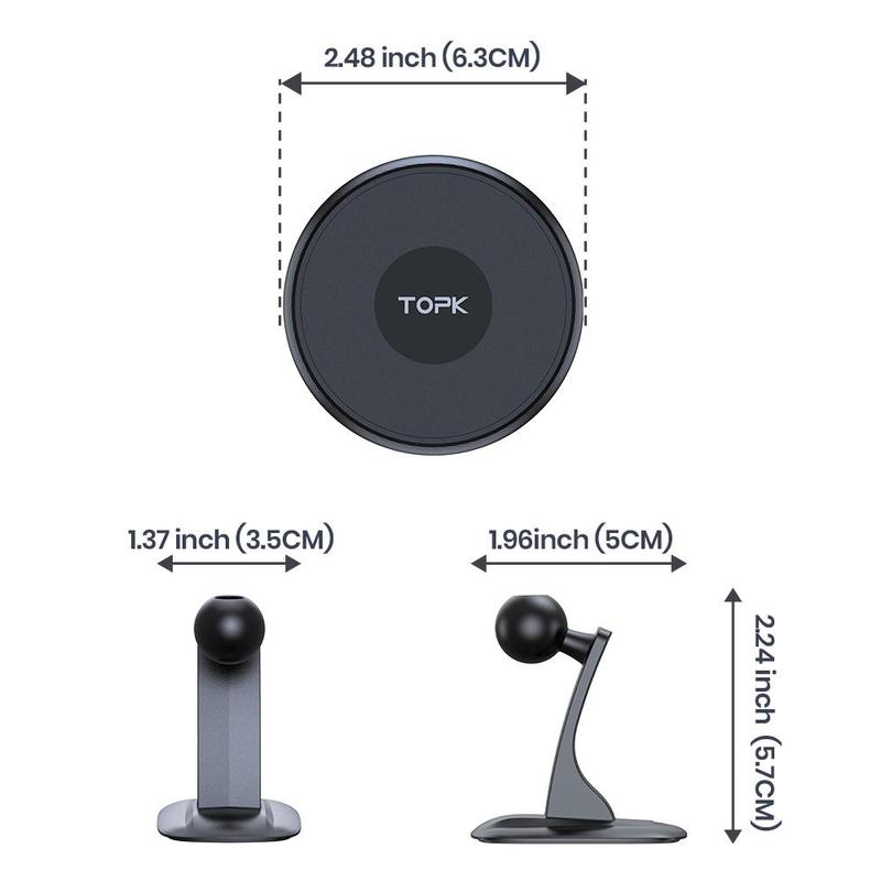 Product Introduction of TOPK Car Dashboard Phone Holder, 360° Rotatable Car Phone Holder with Magnetic Suction, Universal Car Interior Accessories for iPhone 15 14 13 Pro Max 1