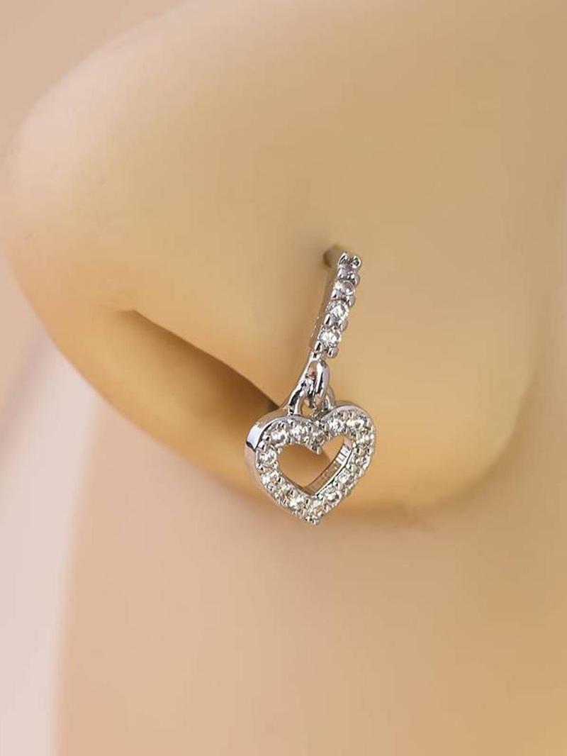 Product Introduction of Cute Nose Ring Set, Rhinestone Decor Nose Ring, Fashionable Body Jewelry for Women & Girls, Trendy All-match & Exquisite Jewelry for Birthday Gift 5