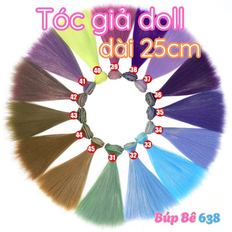 Tóc giả dệt dài 25 ngang 100cm thẳng mượt phụ kiện dán tóc cho búp bê 12in,10in