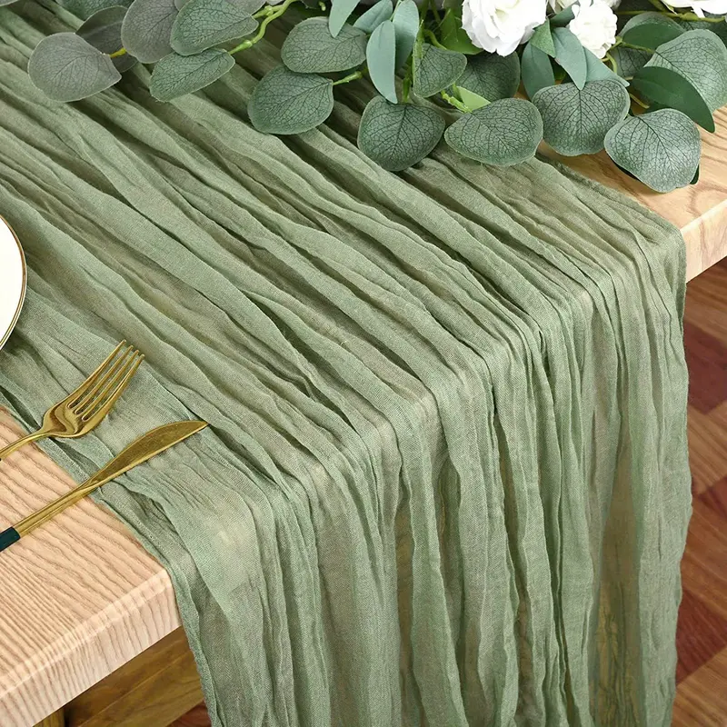 1 Piece Crinkle Table Runner, Gauze Tablecloth, Gauze Tablecloth, Bohemian Country Decoration, Wedding Reception Decoration, Bridal Shower, Holiday Party wedding  centerpieces 4