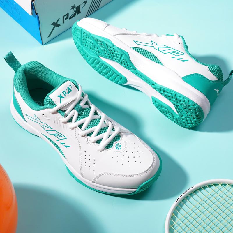 Giày Cầu Lông Giày Bóng Chuyền XP CL10 J- Max Nam Nữ Chính Hãng Màu Trắng Xanh - Đế Eva Siêu Nhẹ Chơi Sân Bê Tông Tốt - Tặng Tất Dệt Kim