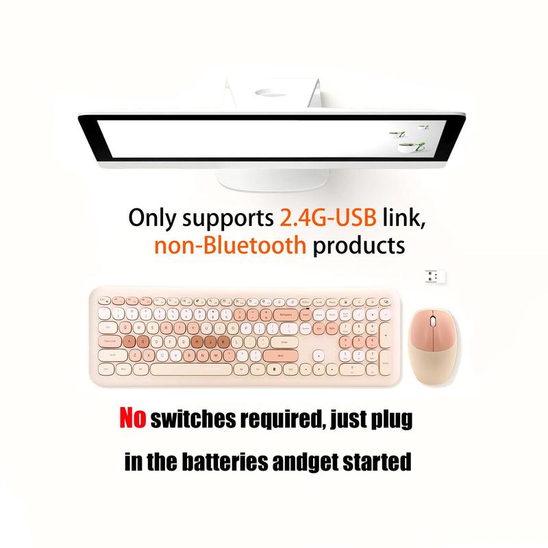 MOFii Silent USB Wireless Keyboard & Mouse Combo, Quiet Design Keyboard & Mouse Set for Distraction, Free Typing, Effortless Plug & Play, Silent Night Keyboard, External Keyboard, Teenage Boy Gifts 2