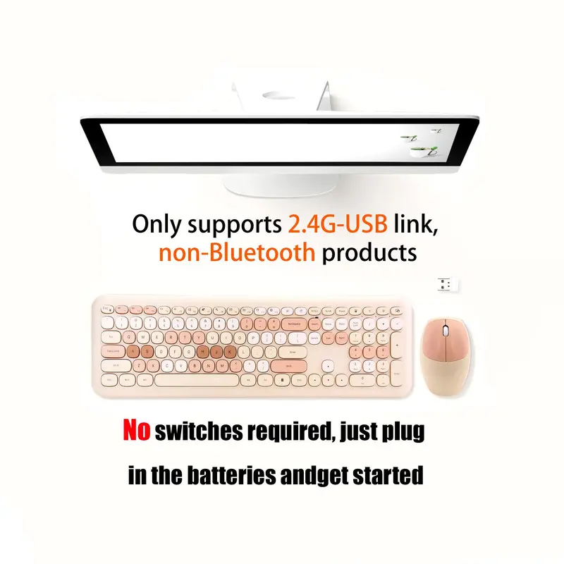 MOFii Silent USB Wireless Keyboard & Mouse Combo, Quiet Design Keyboard & Mouse Set for Distraction, Free Typing, Effortless Plug & Play, Silent Night Keyboard 2
