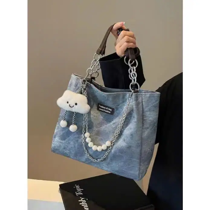 Túi tote túi kẹp nách nữ da loang dễ thương TDC188 Bag Nhung Chữ Nhật Đeo Vai Hoa Kem tui van
