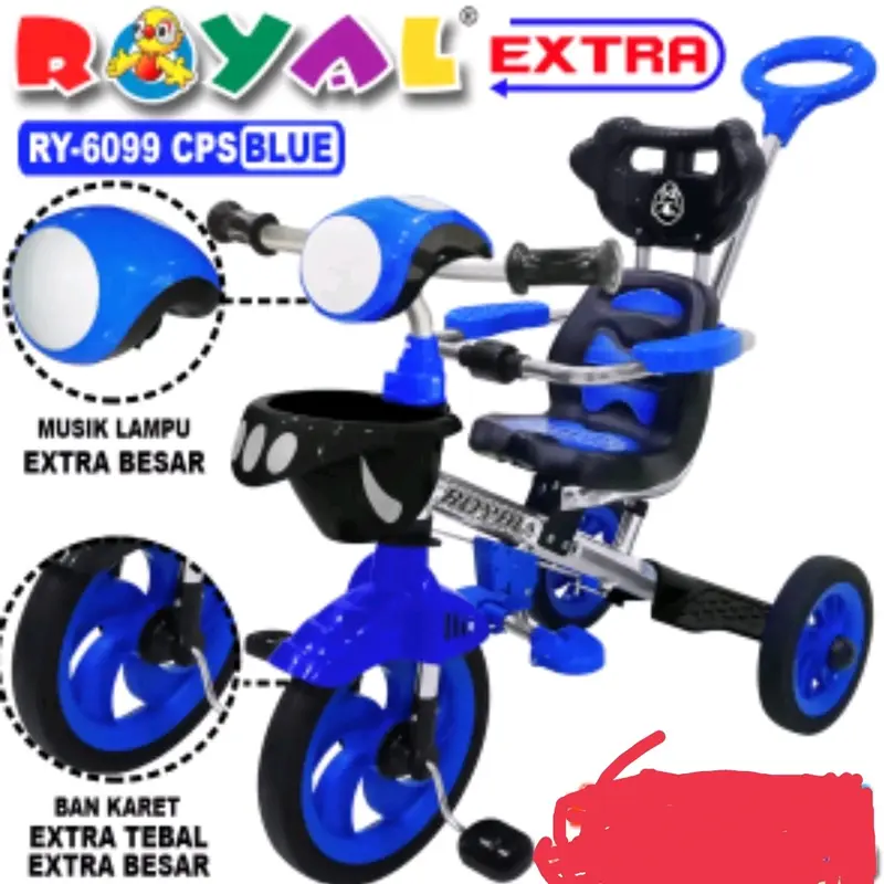 sepeda anak roda tiga royal tipe 2288cps / 2288cp/2088cps/2088cp Ban Karet Lampu Toys Asli 0