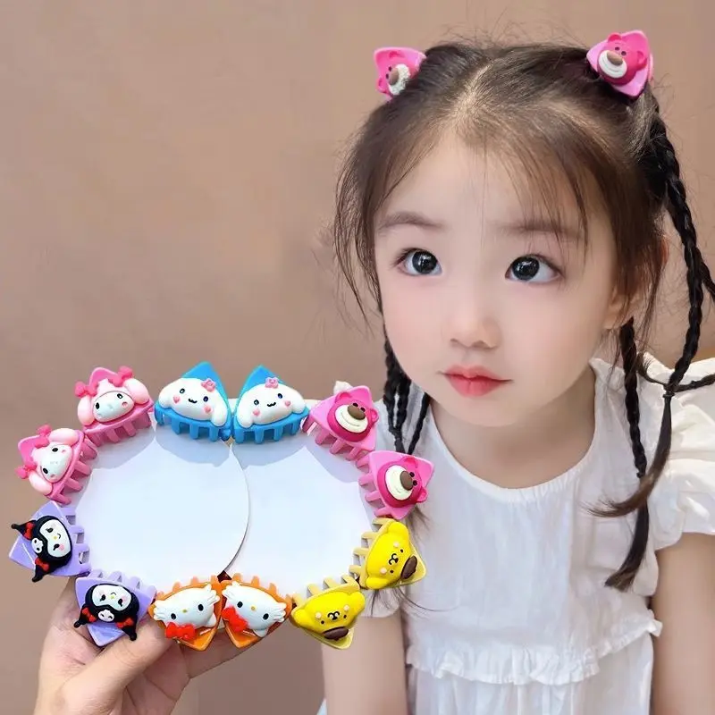 2PCS/Set Mini Cute Claw Ears Kids Hair Clip Girls Hairpin Kuromi Melody Cinnamoroll Cartoon Hairpin