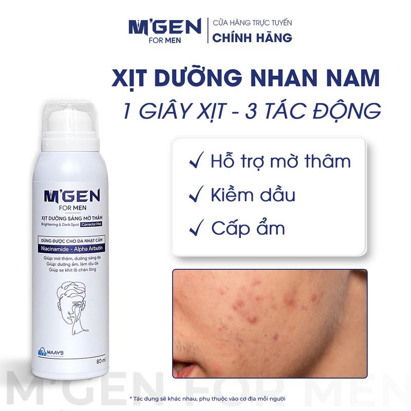 Xịt dưỡng nhan nam MGEN: Serum mờ thâm - dưỡng sáng - kiềm dầu - se khít lỗ chân lông- cấp ẩm dạng xịt cho da sáng khỏe chuẩn nem tối giản skincare cho nam giới phù hợp cho nam giơi da dầu thâm mụn!