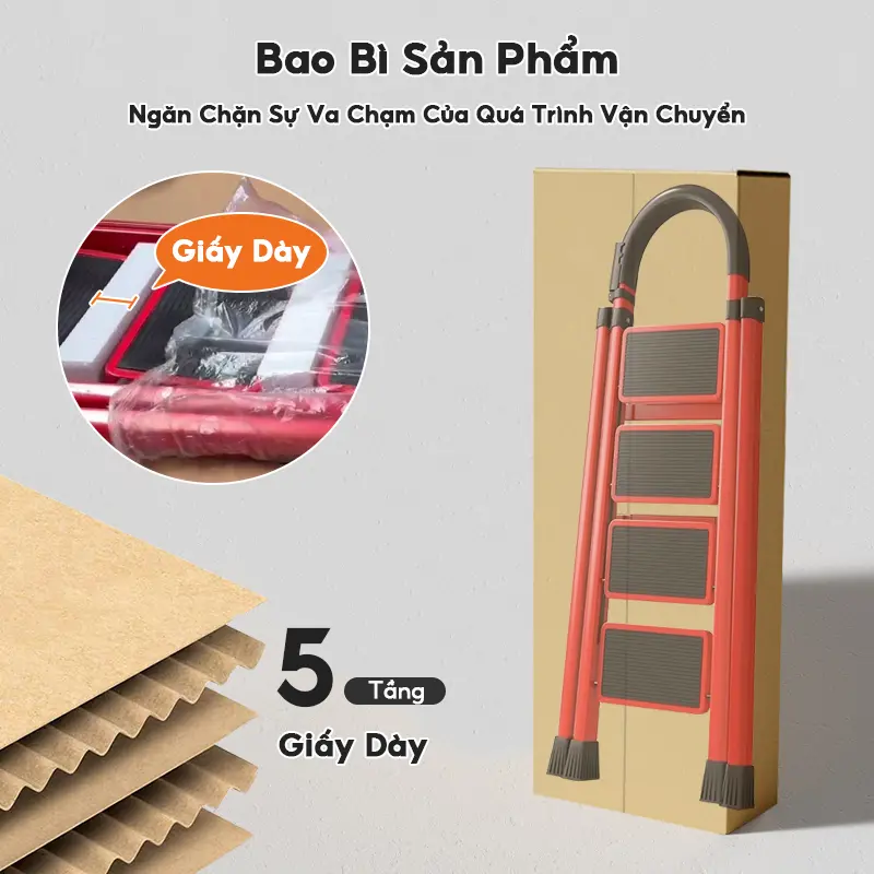 Decroom Thang gấp thép carbon, thang cuốn dụng cụ, 3-7 tầng, chịu lực 500kg, đóng gói gia cố chịu lực, thang gấp gia đình, Dễ dàng di động. 1