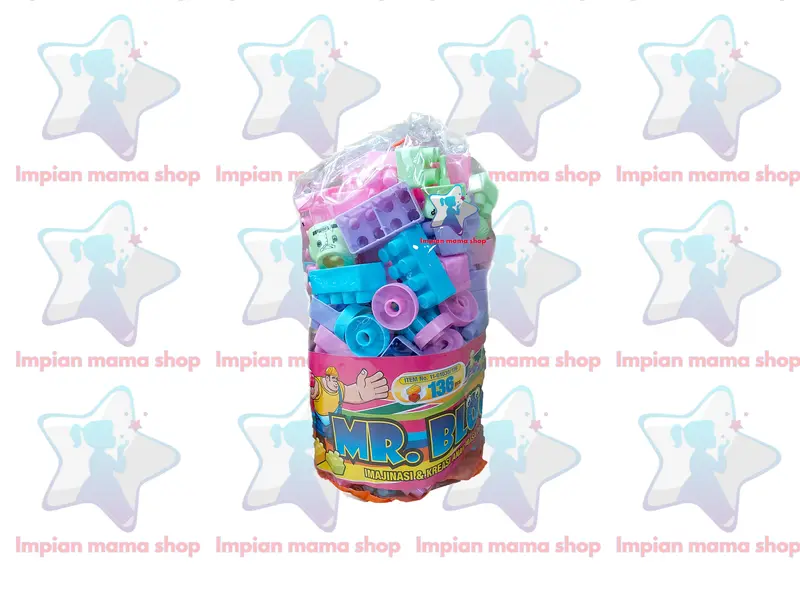 Mainan Anak Edukatif Blocks Blok Mr. Block isi 106 /136 / 176 / 206 / 236 pcs Beraneka warna Set Hadiah Pendidikan 3