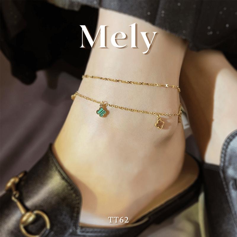 [KHÔNG ĐEN GỈ] Lắc chân thép Titan cỏ 4 lá nhiều màu mạ vàng thời trang sang trọng - Mely TT62