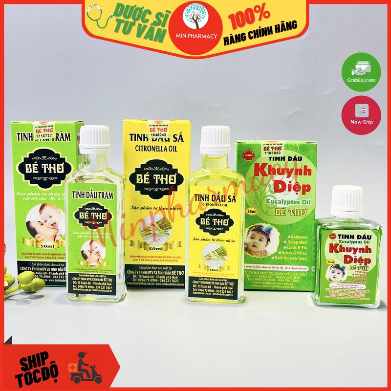 Tinh Dầu BÉ THƠ HUẾ tinh dầu tràm khuynh diệp sả chanh xua đuổi côn trùng